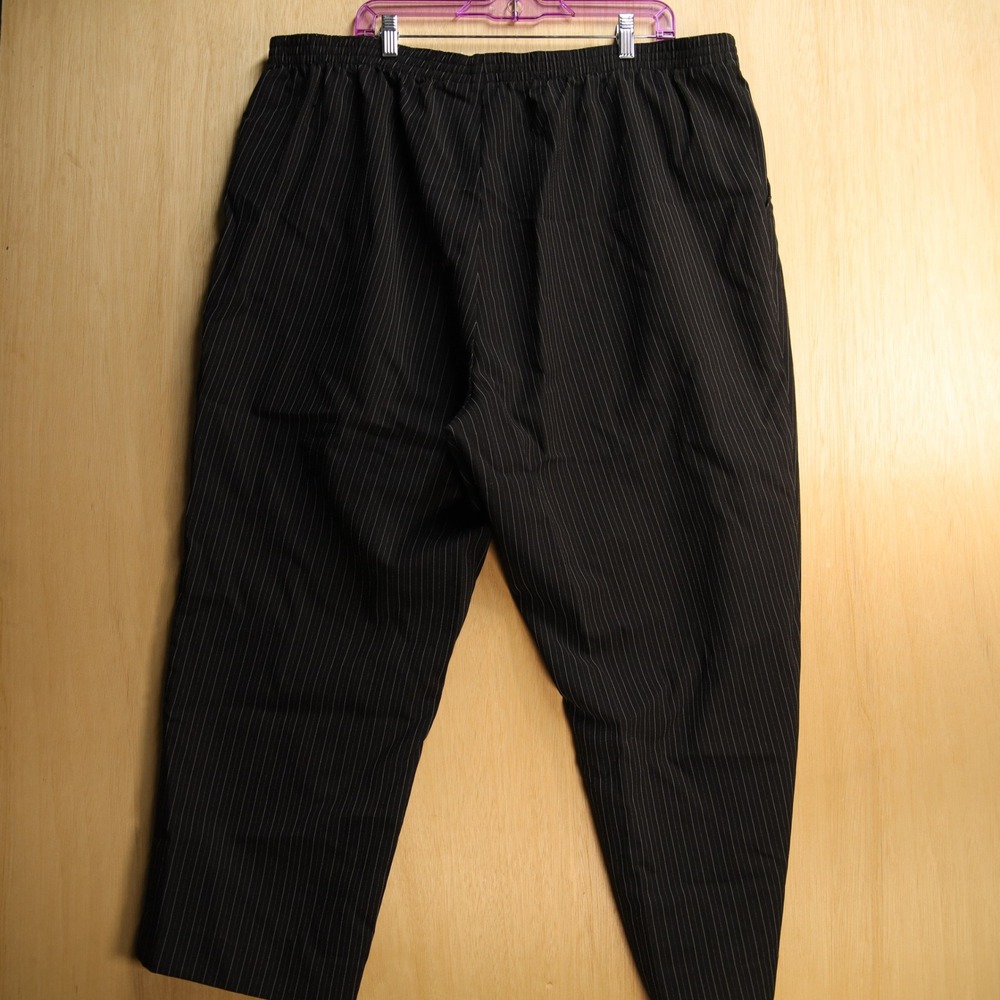 White Stag Plus Black Pinstripe Elastic Waist Pull On Pants Size 24W W5455316